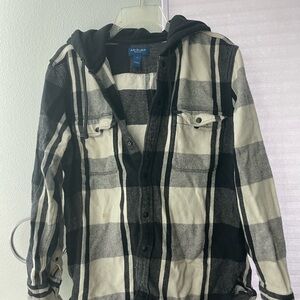 Arizona Jean Company Black and White Plaid Shirt Jacket